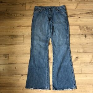 Women's Vintage Manager Light Blue Denim Flared Wide Leg Jeans size 31